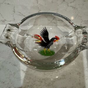 Vintage Federal Glass Ashtray with Rooster Design